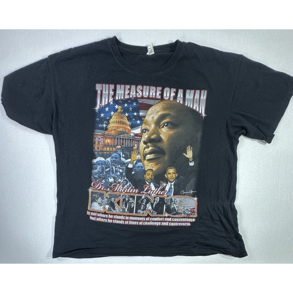 Vintage‎ MLK Jr Barack Obama Civil Rights Graphic T-Shirt XL Black Keya USA